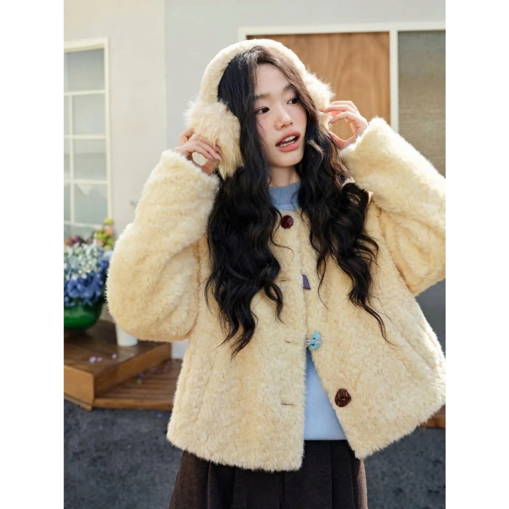 [SẴN M] Áo khoác lông (kèm khăn) cover Kuose