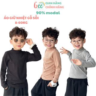  Áo giữ nhiệt bé trai Gee len tăm 6-60kg cổ 3 phân giữ ấm tốt áo thu đông gỗ sồi lót lông mềm mại co giãn thấm hút 