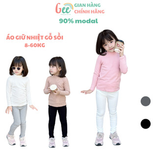  Áo giữ nhiệt bé gái Gee cổ 3 phân vải gỗ sồi len tăm mềm mướt áo thu đông 6-60kg co giãn thấm hút dễ chịu 