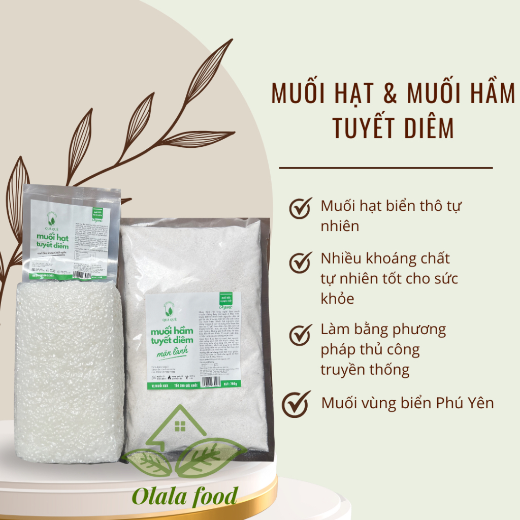 Muối Biển Thô Nguyên Khoáng - Muối Hạt Và  Muối Hầm Tuyết Diêm - Muối Hạt Tuyết Diêm 1kg  - Muối Hầm