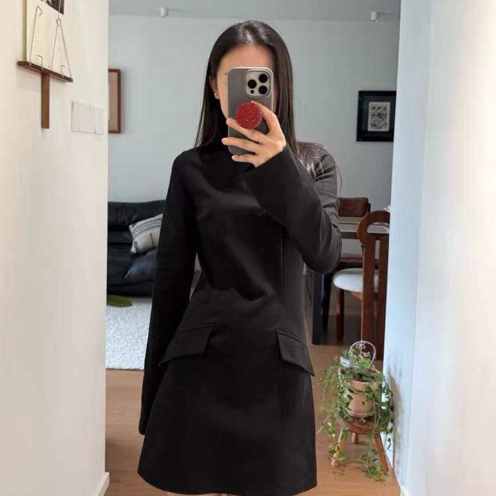 (H&M AUTH) VÁY THUN JERSEY TAY DÀI H&M