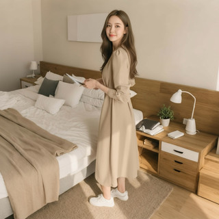 Đầm công sở kem tay dài thanh lịch (kèm hình thật)