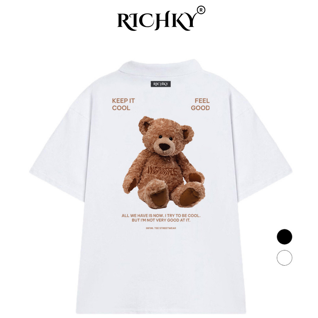 Áo Thun Có Cổ Polo Richky Luxury Premium Tee  Baby Bear Gấu Bông Nâu