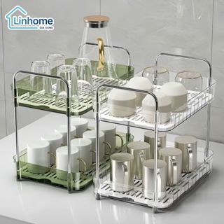  Khay úp cốc chén 2 tầng trong suốt đa năng khay úp ly khung inox 304 VIP LINHOME 