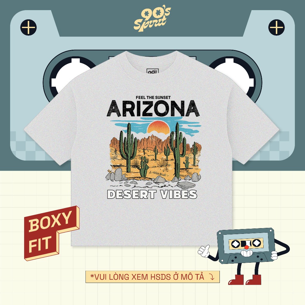 Áo Thun Tay Ngắn ARIZONA DESERT VIBE 1A1 | 90's Spirit Form Boxy