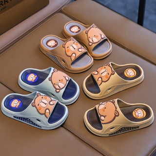 Dép lê mùa hè cho bé trai và bé gái hoạ tiết capybara nâu xanh  ngộ nghĩnh 2-12 tuổi FOM TO  
