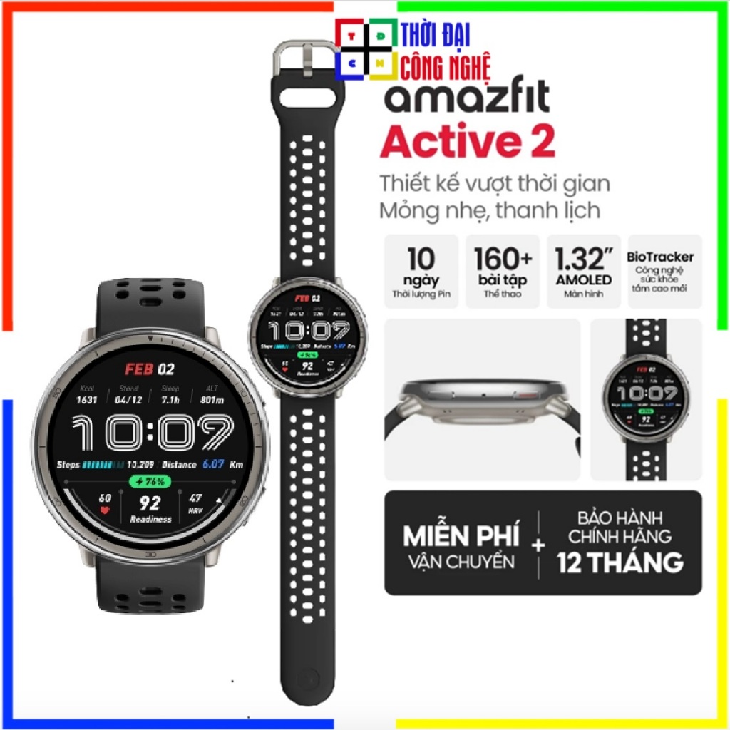 Đồng hồ thông minh Amazfit Active 2 A2437 bản Round, dây Silicon, BH 12 tháng, 1 đổi 1 15 ngày của Smartlink | BigBuy360 - bigbuy360.vn