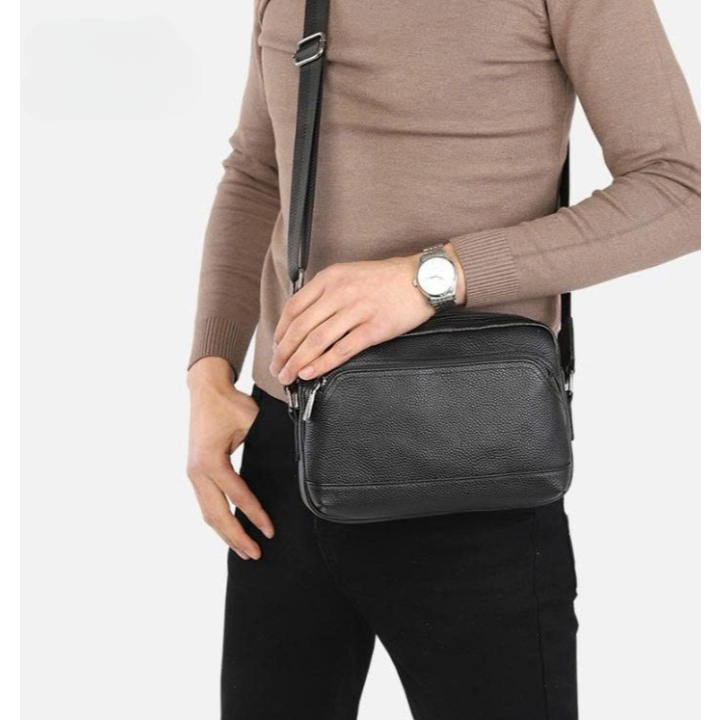 Túi Đeo Chéo Hộp Nam C18 Da Bò Thật Cao Cấp Phong Cách Thời Trang Trẻ Dùng Đi Chơi Đi Du Lịch