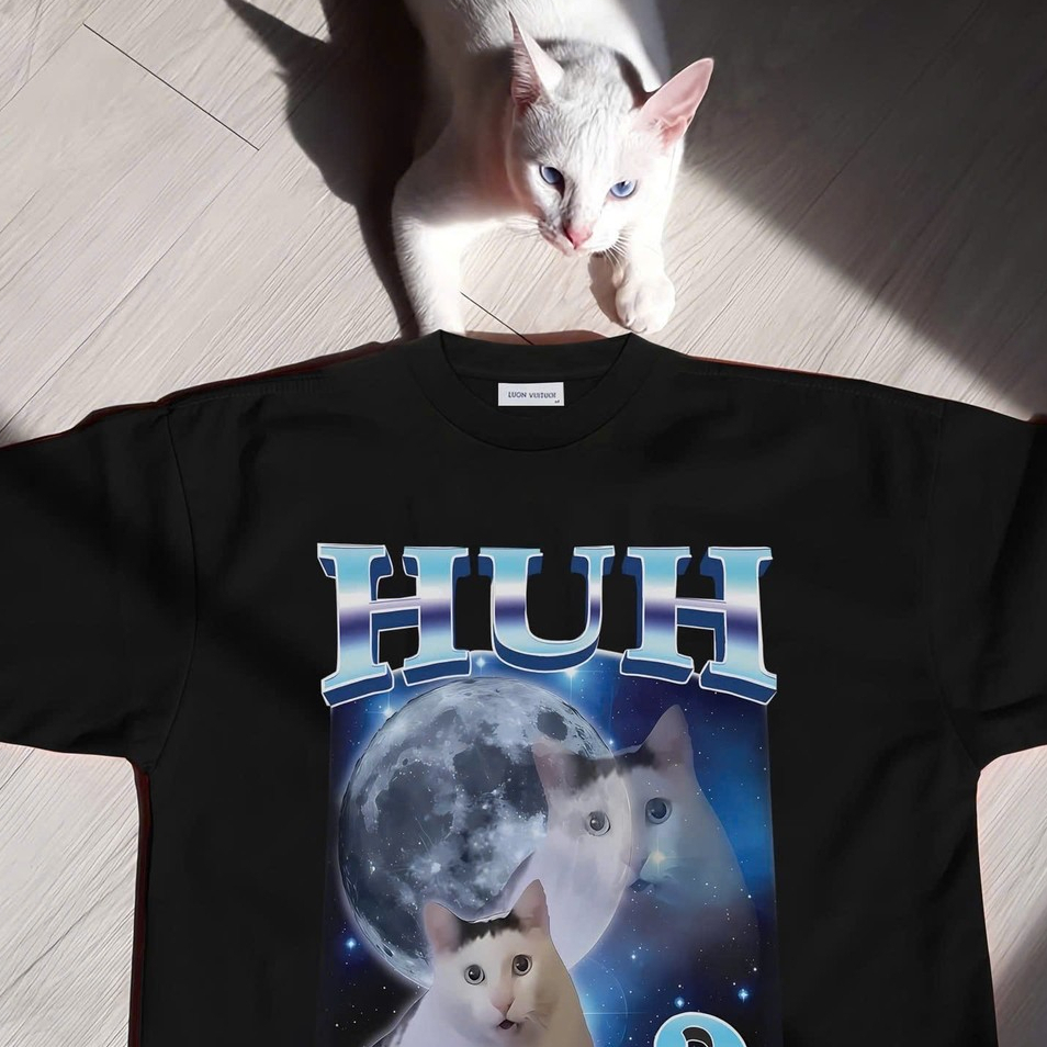 Áo Thun Meme Cat Huh - Luôn Vui Tươi - Áo Vớ Vẩn Vui Tươi - Áo thun Form Oversize 250GSM 100Cotton