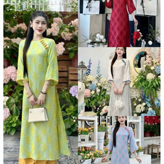  Set áo dài cách tân dáng rộng độc lạ áo dài tết cổ đan rết kèm quần suông phong cách năng động dễ cho nữ đi chơi tết 
