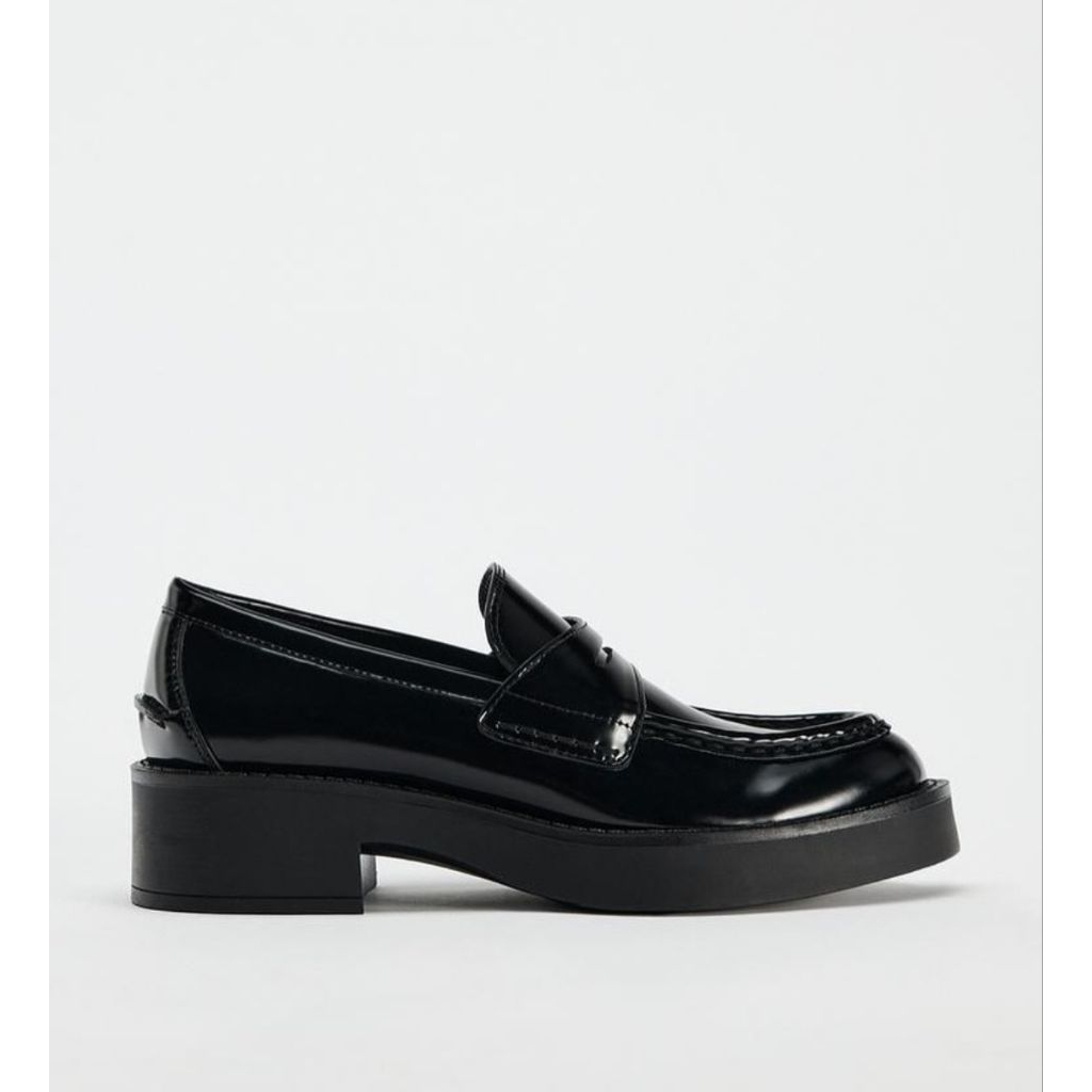 Giày Loafer Nữ Zara Da Mịn Đen Cao Cấp Đế Cao Thời Trang Size 37-39