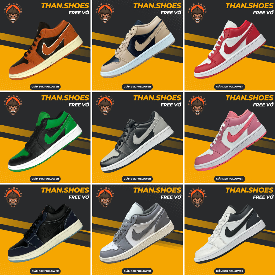 Giày Sneaker JD1 Low, JD1 Cổ Thấp Tổng Hợp Màu (1) - Than.Shoes