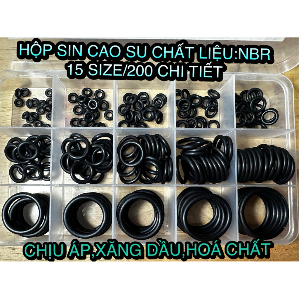 Hộp sin cao su 15 size 200 chi tiết
