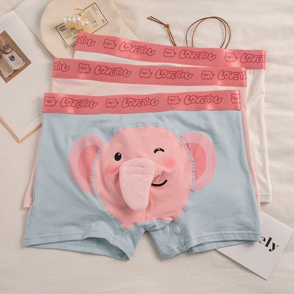 Quần sịp nam hình con voi có vòi thêu nổi dễ thương. Quần sịp boxers nam hình in cute làm quà tặng
