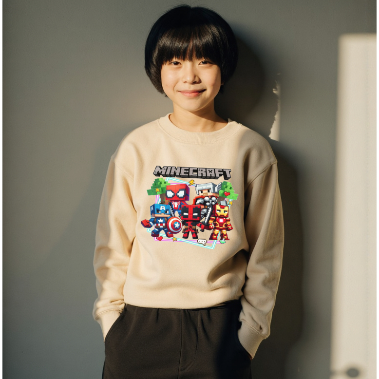 Áo nỉ dài tay NDT25 Minecraft MN003 cho bé trai thu đông
