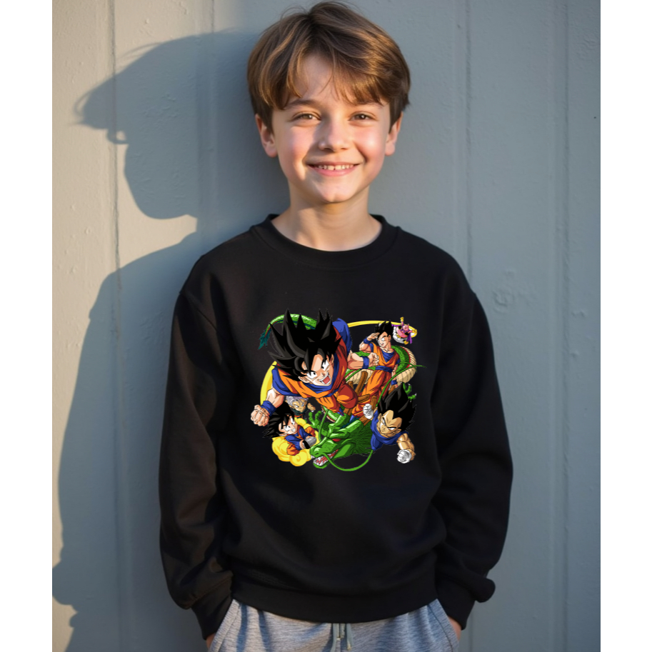 Áo nỉ dài tay NDT25 Ngọc Rồng Goku DragonBall cho bé trai thu đông