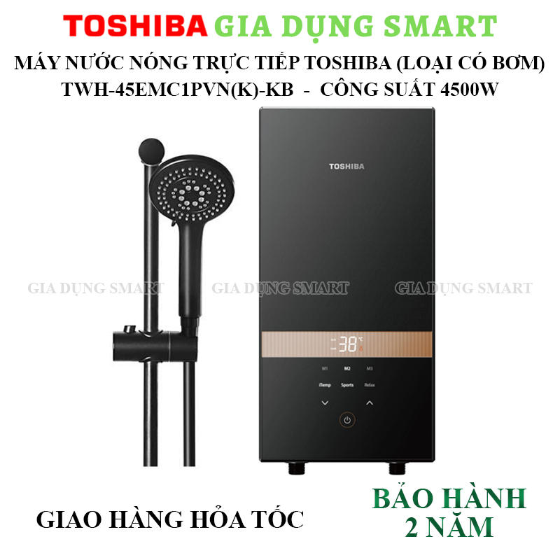 Máy nước nóng trực tiếp Toshiba TWH-45EMC1PVN(K)-KB điều khiển cảm ứng, có bơm trợ lực