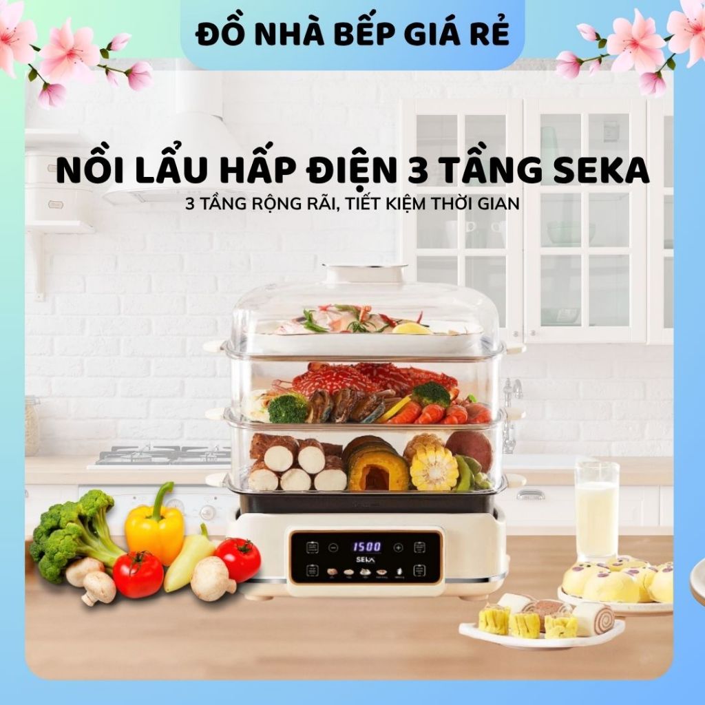 Nồi Lẩu Hấp 3 Tầng 24L  Linh Hoạt SEKA  SK6620 Chịu Nhiệt Tốt, Công Suất 1500W Giữ Trọn Dưỡng Chất - Đồ Nhà Bếp Giá Rẻ