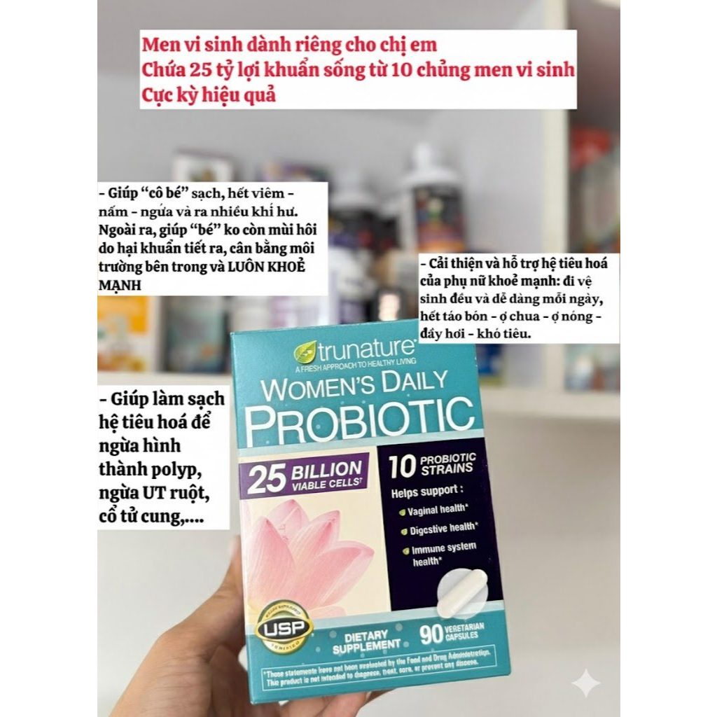 Men vi sinh cho phụ nữ Trunature Women’s Daily Probiotic 90 Viên( Bill cosstco Mỹ)