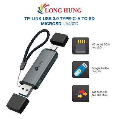 Đầu đọc thẻ đa năng TP-Link USB 3.0 Type-C-A to SD microSD UA430D - Hàng chính hãng
