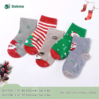  Sét 5 đôi tất Noel  Tất trẻ em Dokma Size 1-5Y Sét 5 đôi chất liệu cotton kháng khuẩn 