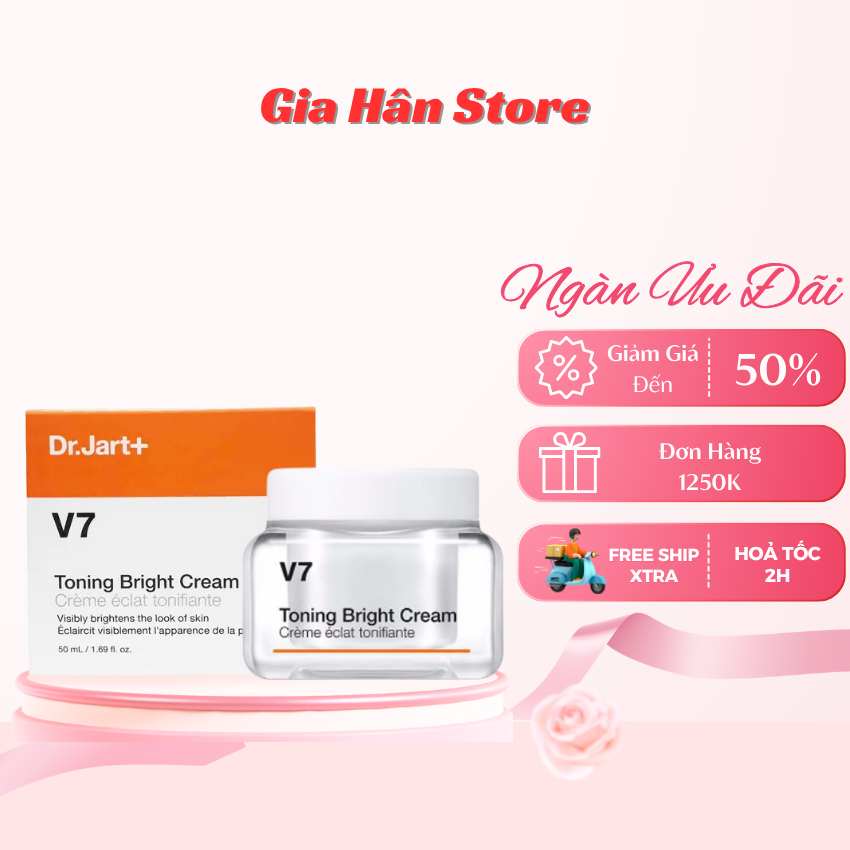 Kem Dưỡng Trắng Da V7 Toning Bright Cream Hàn Quốc, Hũ 50Gr Dưỡng Trắng Nâng Tone Che Khuyết Điểm