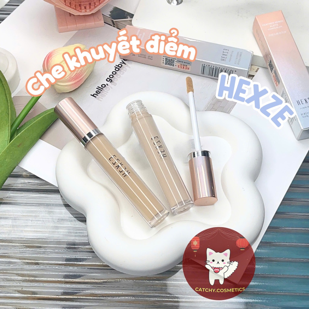[HEXZE] Che Khuyết Điểm Hexze Vỏ Ánh Hồng, Dạng Kem Finish Lì, Feather Sense Alete Concealer, 4.5g