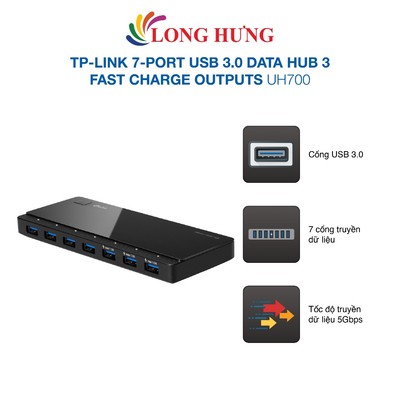 Switch TP-Link 7-Port USB 3.0 Data Hub 3 Fast Charge Outputs UH700 - Hàng chính hãng