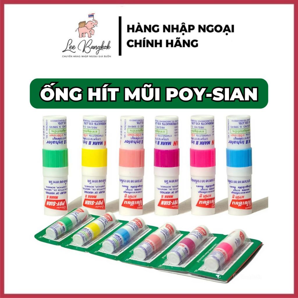 [CHUẨN THÁI] Ống Hít Thông Mũi 2 Đầu Poysian / Poy Sian Mark II Hương Bạc Hà Inhaler Giảm Đau Đầu, S