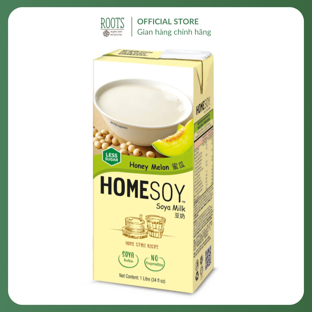 (Ship hỏa tốc) HOMESOY - Sữa Đậu Nành Dưa Lưới Ít Đường, Honey Melon Soya Milk, Less Sugar, 34 fl oz