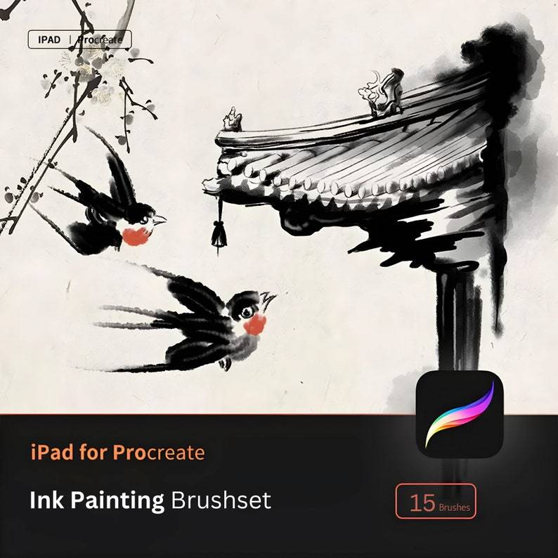 Bộ cọ vẽ Procreate Ink Wash Brushes Procreate Sumi Brushes cọ vẽ truyền thống