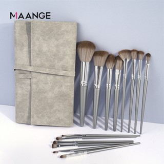  MAANGE Bộ Cọ Trang Điểm 14 Cây Cán Bạc Cao Cấp Lông Siêu Mịn Có Bao Da Nhỏ Gọn 1414 