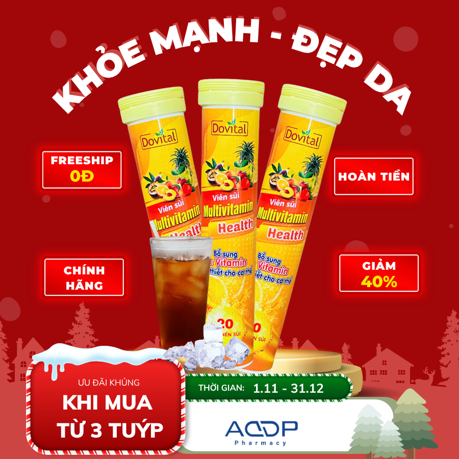 Combo 3 Tuýp vị Cam Sủi Multivitamin Health Dovital - Tpbvsk bổ sung Vitamin C