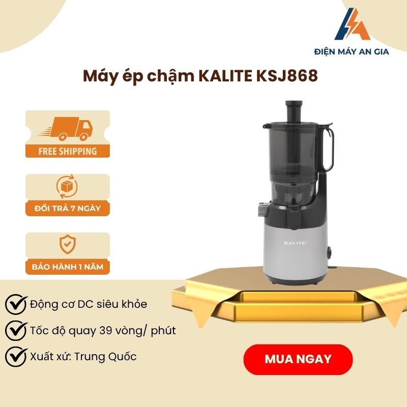 MÁY ÉP CHẬM KALITE KSJ868 – ÉP KIỆT BÃ, LÀM KEM HOA QUẢ, ỐNG TIẾP SIÊU LỚN 13CM