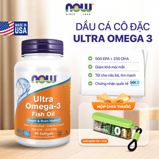 (đủ bill) Dầu cá Ultra Omega 3 Now của Mỹ, 500 EPA / 250 DHA, hỗ trợ thị lực, tim mạch, não bộ