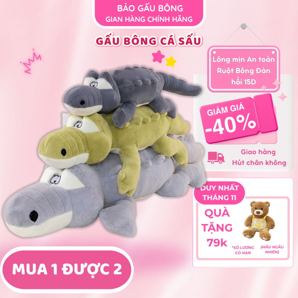 Cá sấu lông xù 2m>>1m2  siêu to khổng lồ , thú bông cá sấu gai siêu to gấu khổng lồ