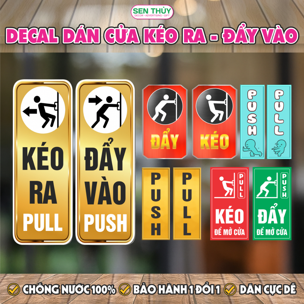 Decal Bảng Kéo Đẩy Pull Push - Decor Trang Trí Cửa Ra Vào - DCBB048