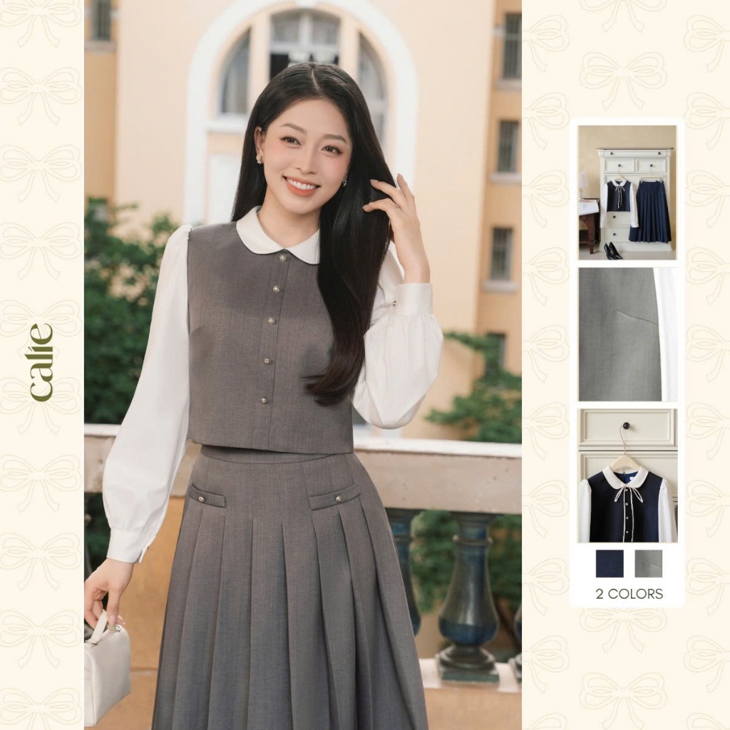 (HNLV) Áo ghi cổ sen phối mềm mướt form basic dễ mix đồ, tôn dáng thời trang nữ Calie Ac575