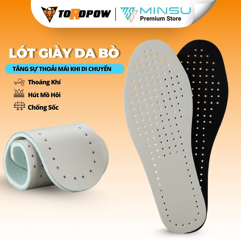 Lót Giày Da Bò Thật Thoáng Khí MINSU M4029 Nam Nữ Đệm Lót Thoáng Khí, Hấp Thụ Sôc, Thấm Hút Mồ Hôi Dùng Cho Giày Tây, Da