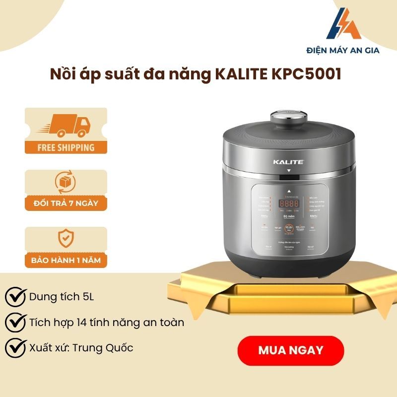 NỒI ÁP SUẤT ĐA NĂNG KALITE KPC5001 – DUNG TÍCH 5 LÍT – 9 CHẾ ĐỘ NẤU TIỆN LỢI
