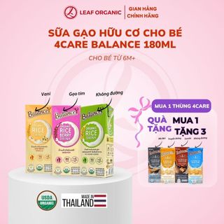  LỐC 3H - SỮA GẠO HỮU CƠ 4CARE BALANCE THÁI LAN 180ML 