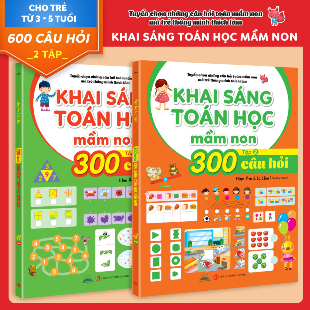 Sách - 300 Câu Hỏi Khai Sáng Toán Học Mầm Non (Trọn Bộ 2 Tập) - Toán Tiền Tiểu Học