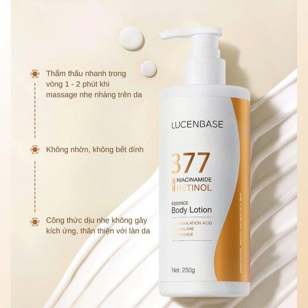 Dưỡng Thể Trắng Da Lucenbase 377 Niacinamide + Retinol Essence Body Lotion