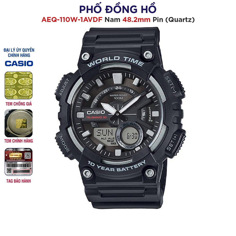 Đồng hồ nam dây nhựa Casio chính hãng Anh Khuê AEQ-110W-1AVDF