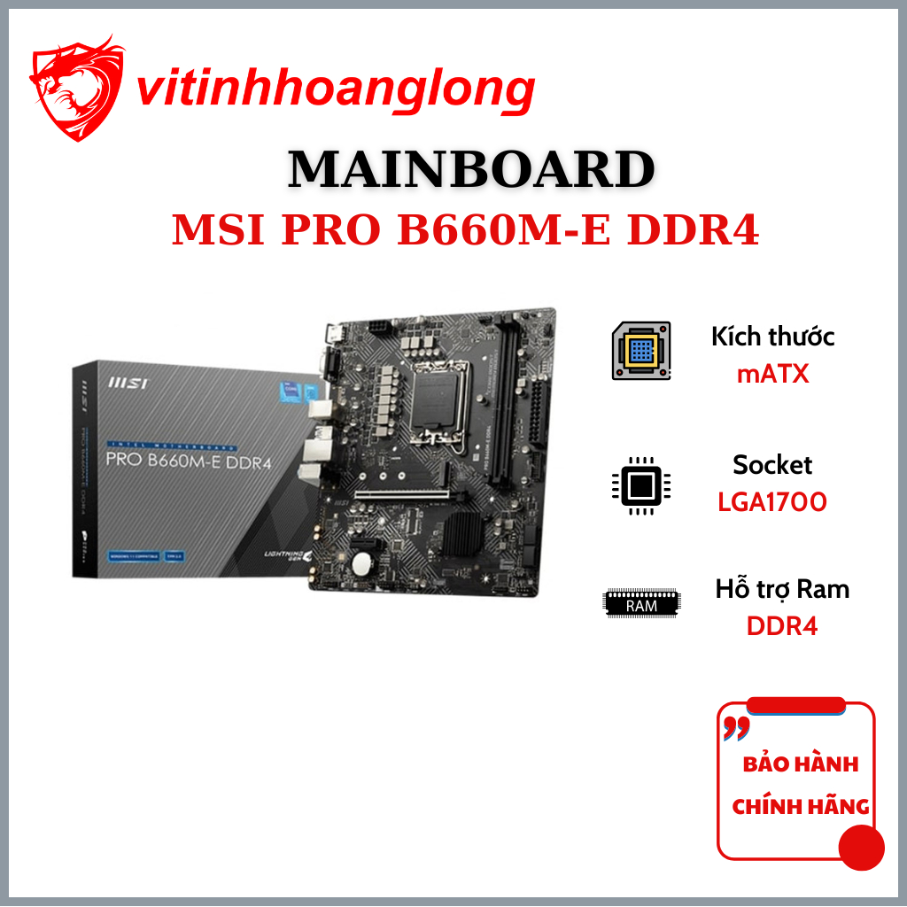 Mainboard MSI PRO B660M-E DDR4 - Bảo hành 36 tháng