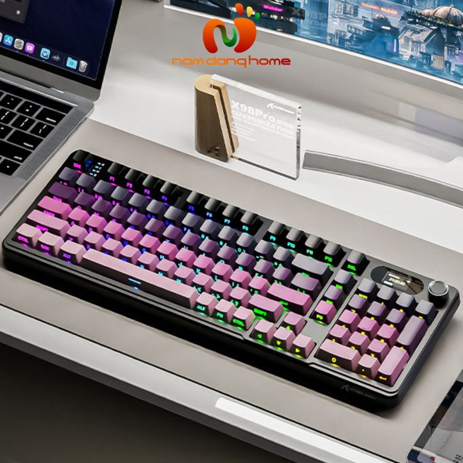 Bàn Phím Không Dây Attack Shark X98 PRO - Bàn Phím Cơ Kèm Màn Hình LCD Và Đèn Nền LED RGB 20 Chế Độ