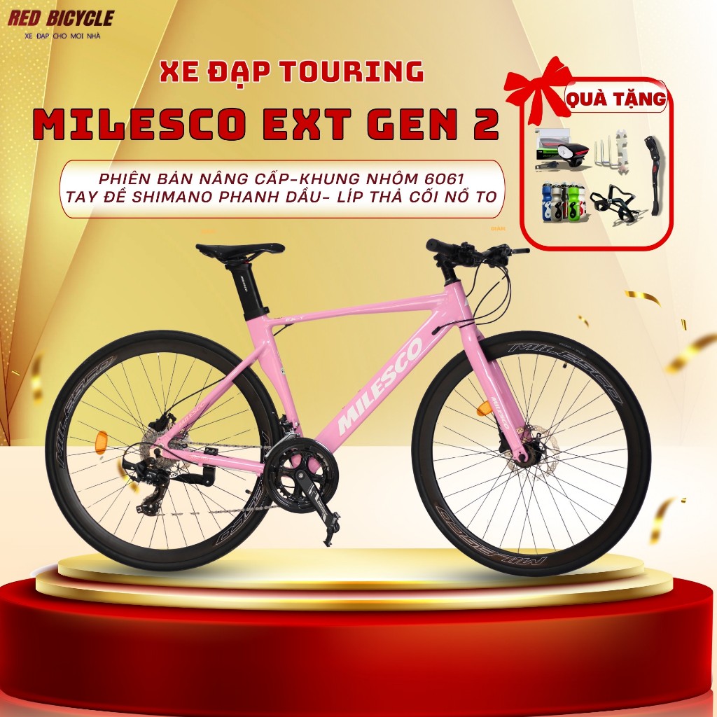 Xe Đạp Tay Ngang Touring MILESCO EXT Tay Đề SHIMANO- Phanh Dầu- Khung Nhôm 6061 Cối Nổ