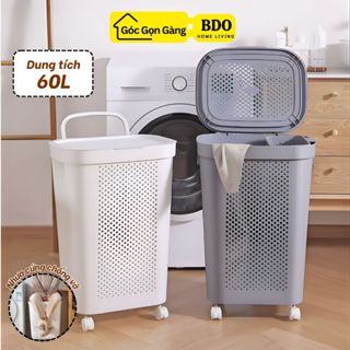  Sọt Đựng Quần Áo Bẩn Dung Tích 60L Nhà Tắm BDO Chống Ẩm Mốc Để Đồ Dơ Cho Cả Gia Đình Có Bánh Xe Nắp Đậy Tiện Lợi 