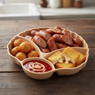 Đĩa sò nhựa đựng thức ăn cao cấp, khay đựng cơm 4 ngăn Việt Nhật tiện lợi DN433