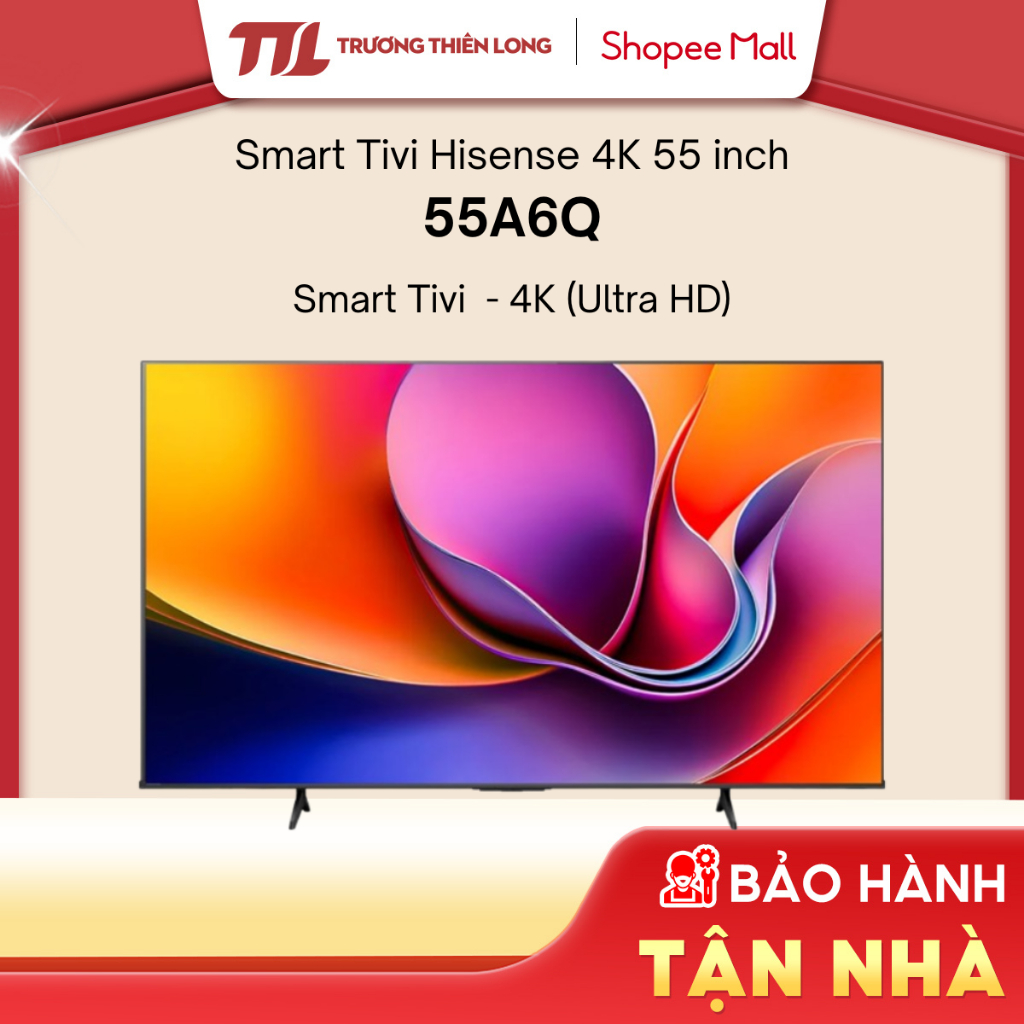 55A6Q - Smart Tivi Hisense 4K 55 inch 55A6Q [FREESHIP HCM][Miễn Phí Lắp Để Bàn HCM]